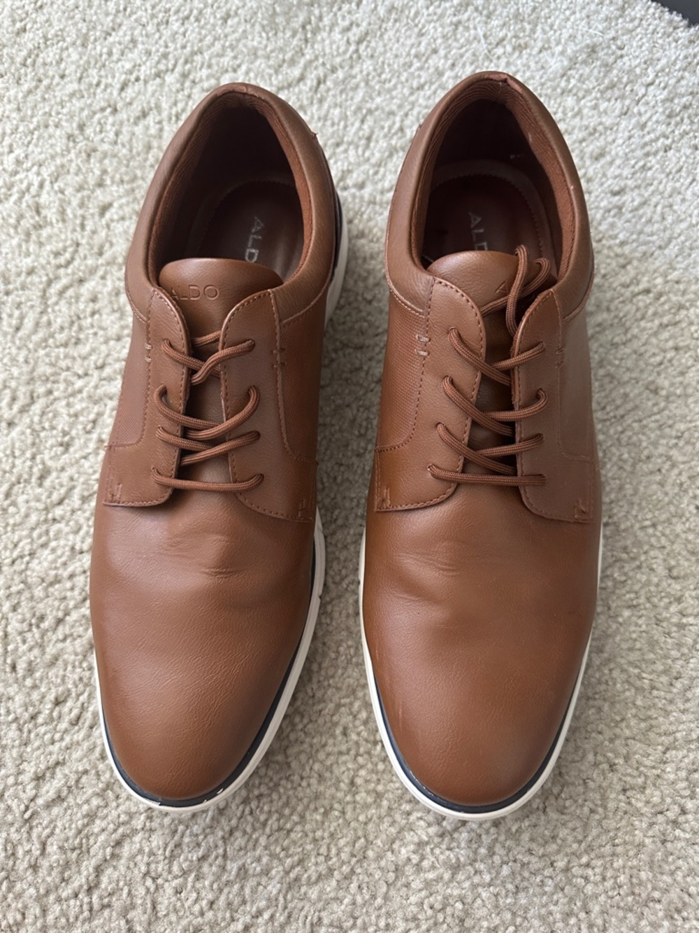 Aldo Brown Leather Derby Sneakers with White Sole